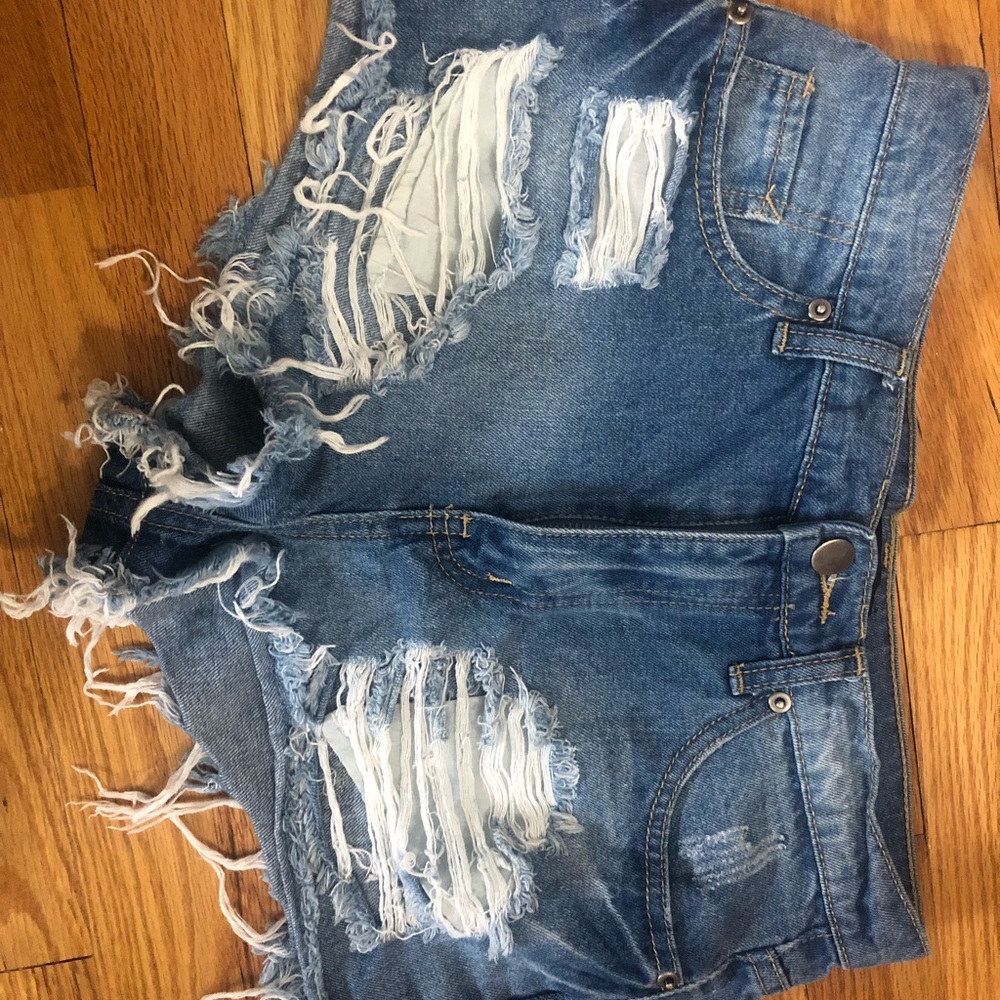 High waisted denim shorts